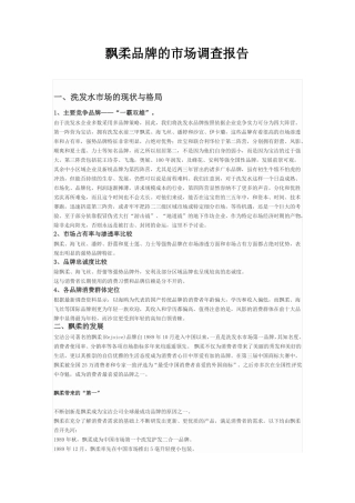 飘柔洗发水场调研报告