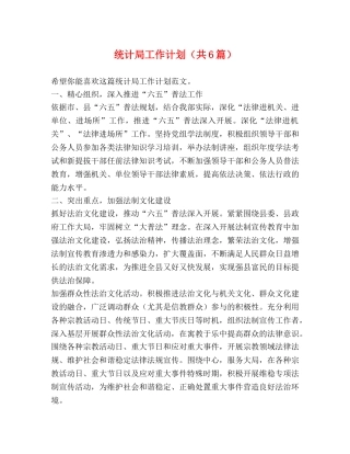 统计局工作计划（共6篇） 