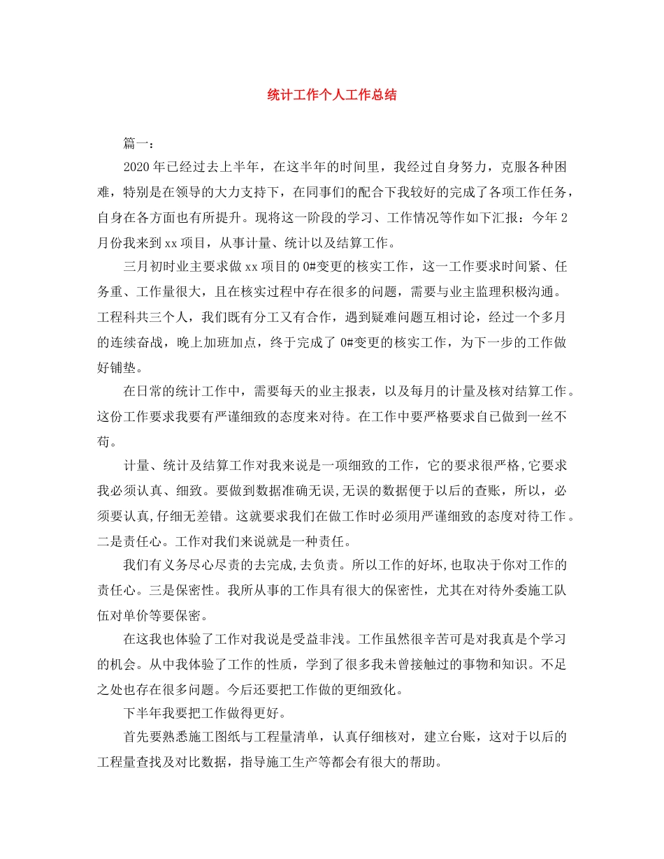 统计工作个人工作总结 _第1页