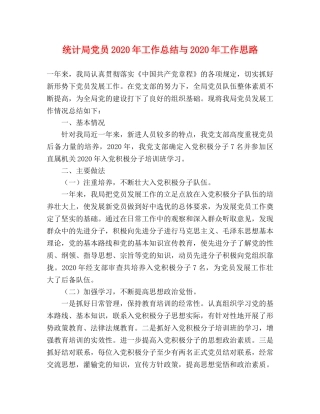 统计局党员2020年工作总结与2020年工作思路 