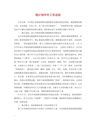 统计局半年工作总结 