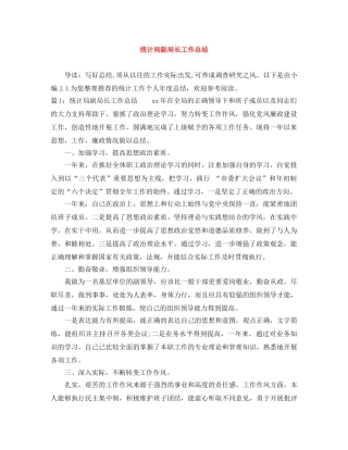 统计局副局长工作总结 