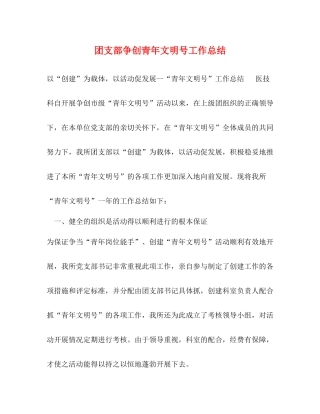 团支部争创青年文明号工作总结