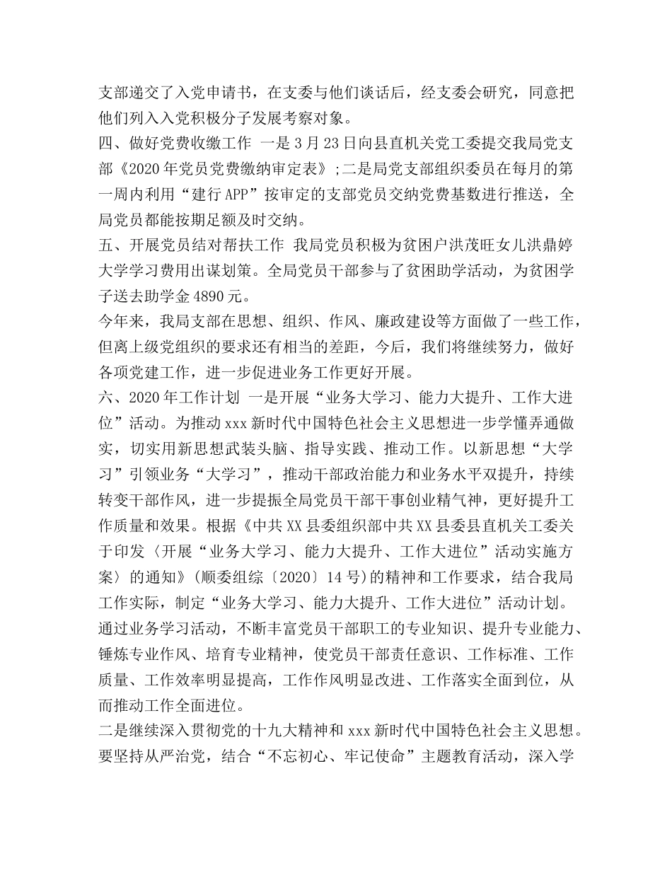 统计局党支部2020年工作总结及2020年工作计划汇编 党支部2020工作计划 _第3页