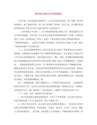 统计局办公室主任工作总结范文 
