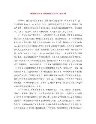 统计局2020年工作总结及2021年工作计划 