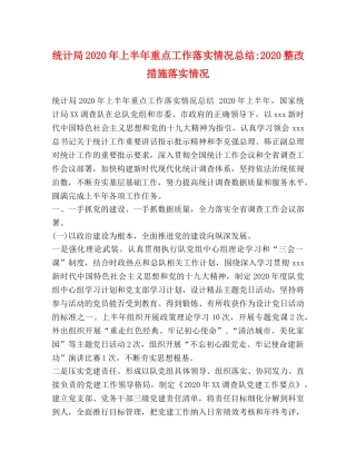 统计局2020年上半年重点工作落实情况总结-2020整改措施落实情况 