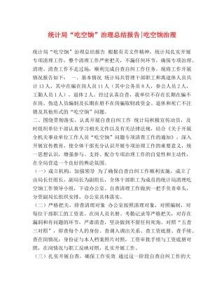 统计局“吃空饷”治理总结报告-吃空饷治理 