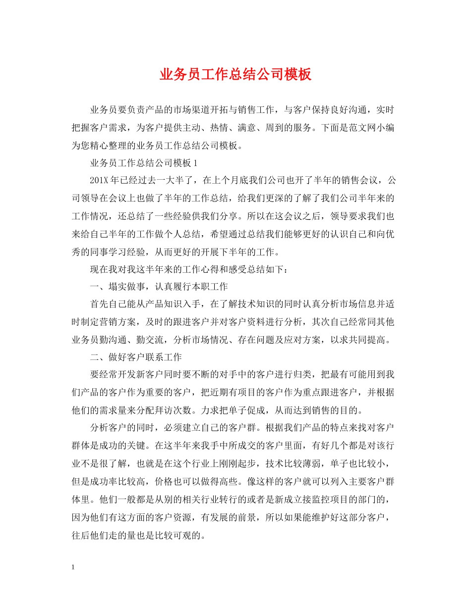 业务员工作总结公司模板_第1页