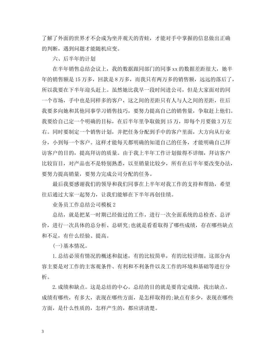 业务员工作总结公司模板_第3页