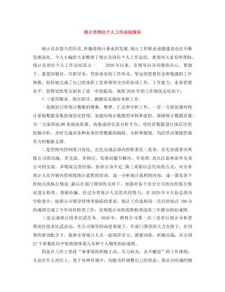 统计员岗位个人工作总结报告 