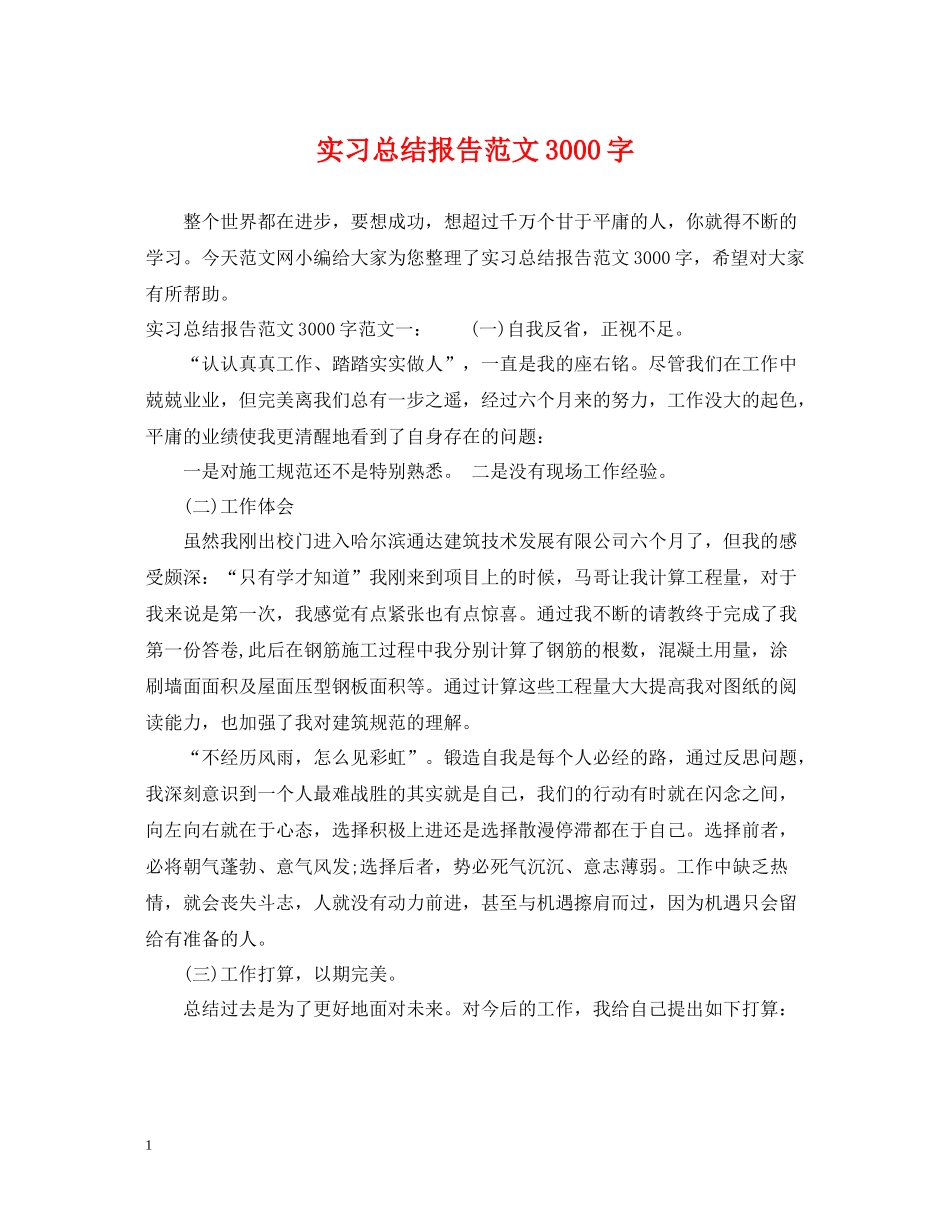 实习总结报告范文3000字_第1页