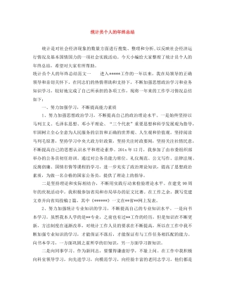 统计员个人的年终总结 