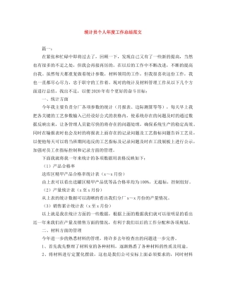 统计员个人年度工作总结范文 