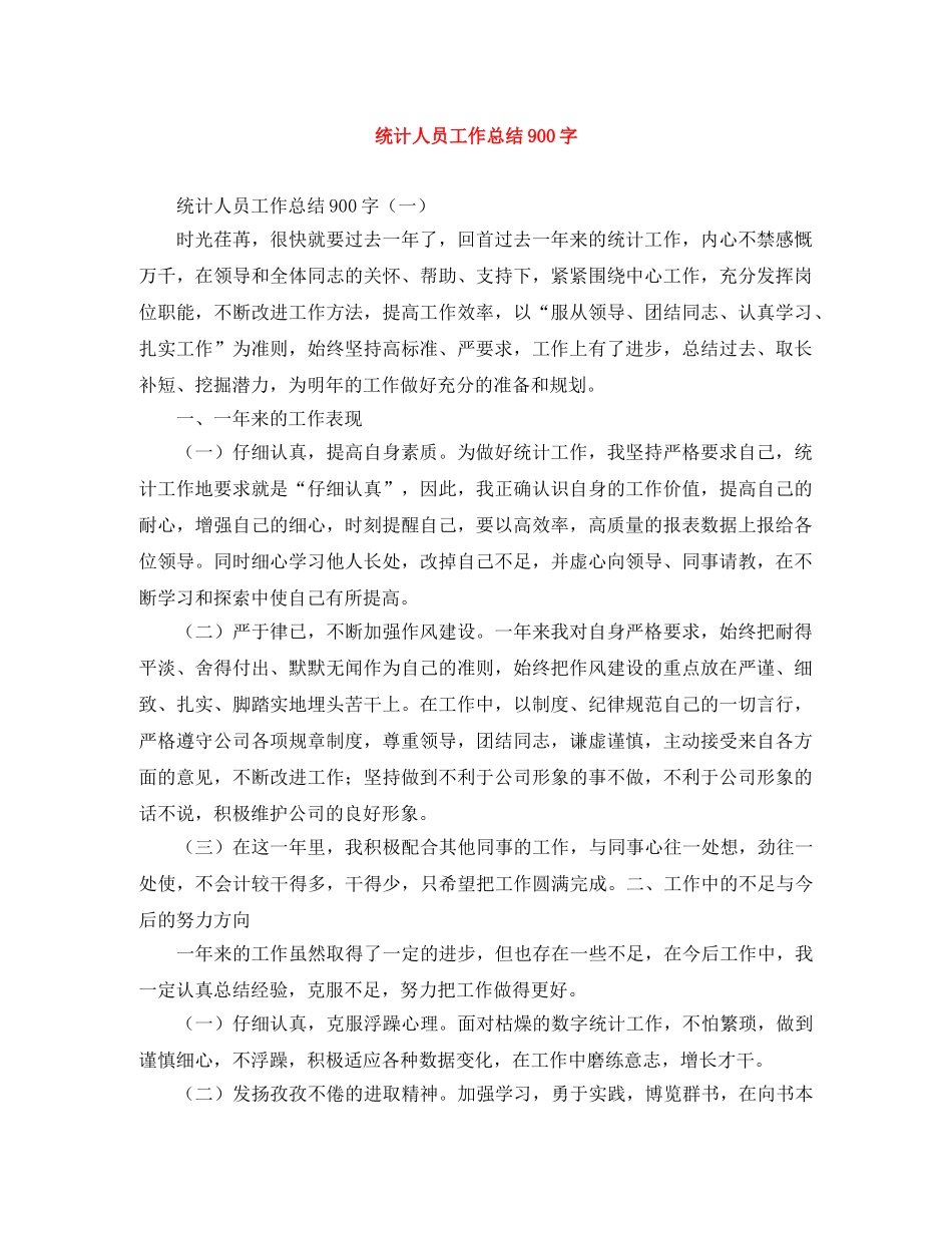 统计人员工作总结900字 _第1页