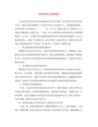 业务员年终工作总结范文2