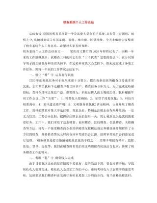 税务系统个人工作总结 