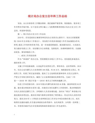 统计局办公室主任年终工作总结
