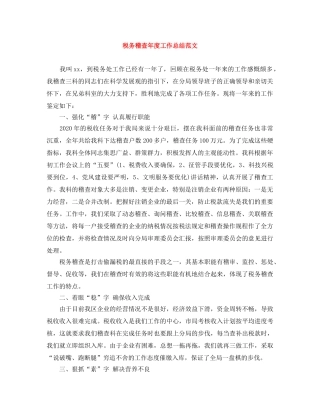 税务稽查年度工作总结范文 