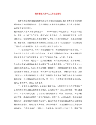 税务稽查人员个人工作总结报告 