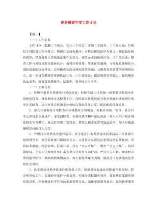 税务稽查年度工作计划 