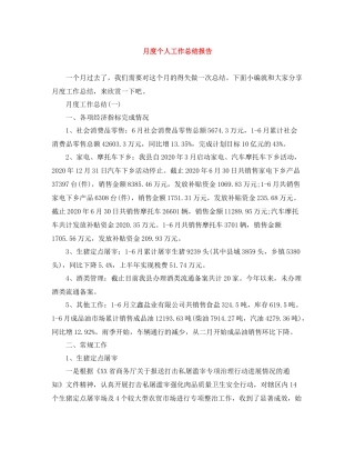 月度个人工作总结报告