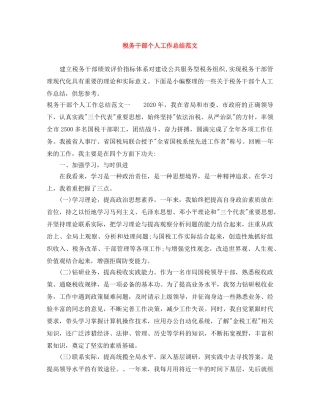 税务干部个人工作总结范文 