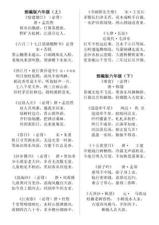 部编版六年级语文必背古诗