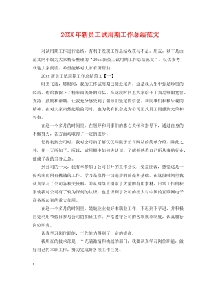 新员工试用期工作总结范文
