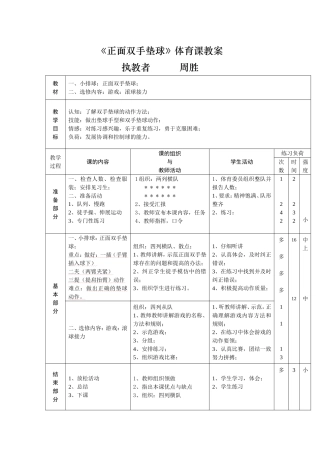 正面双手垫球教案(2)