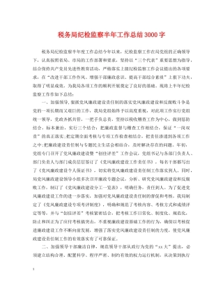 税务局纪检监察半年工作总结3000字 