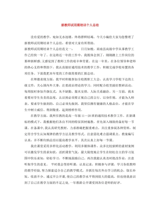 新教师试用期培训个人总结