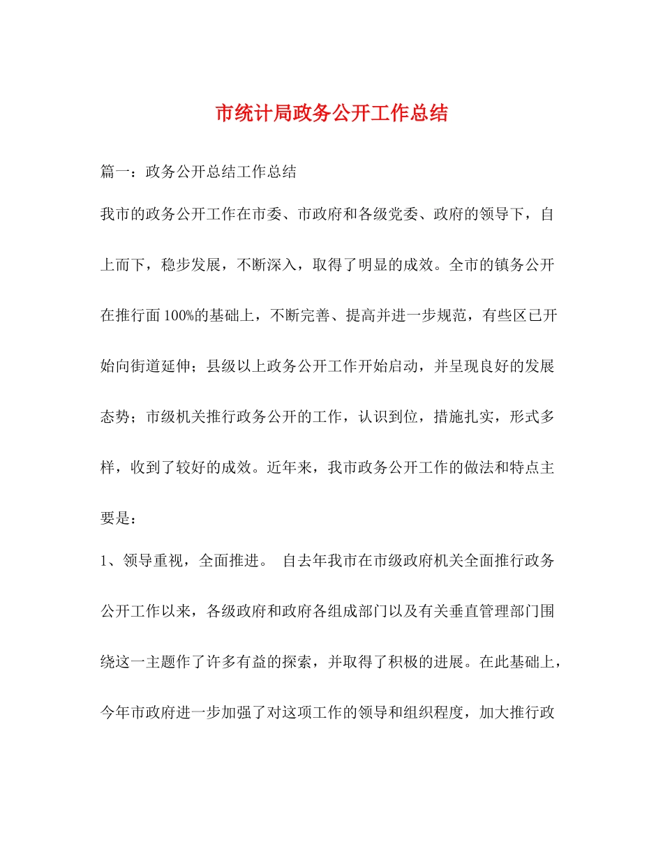 市统计局政务公开工作总结_第1页