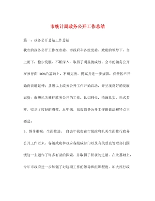 市统计局政务公开工作总结