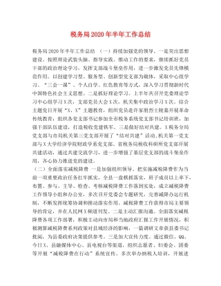 税务局2020年半年工作总结 