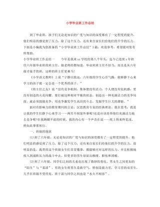 小学毕业班工作总结