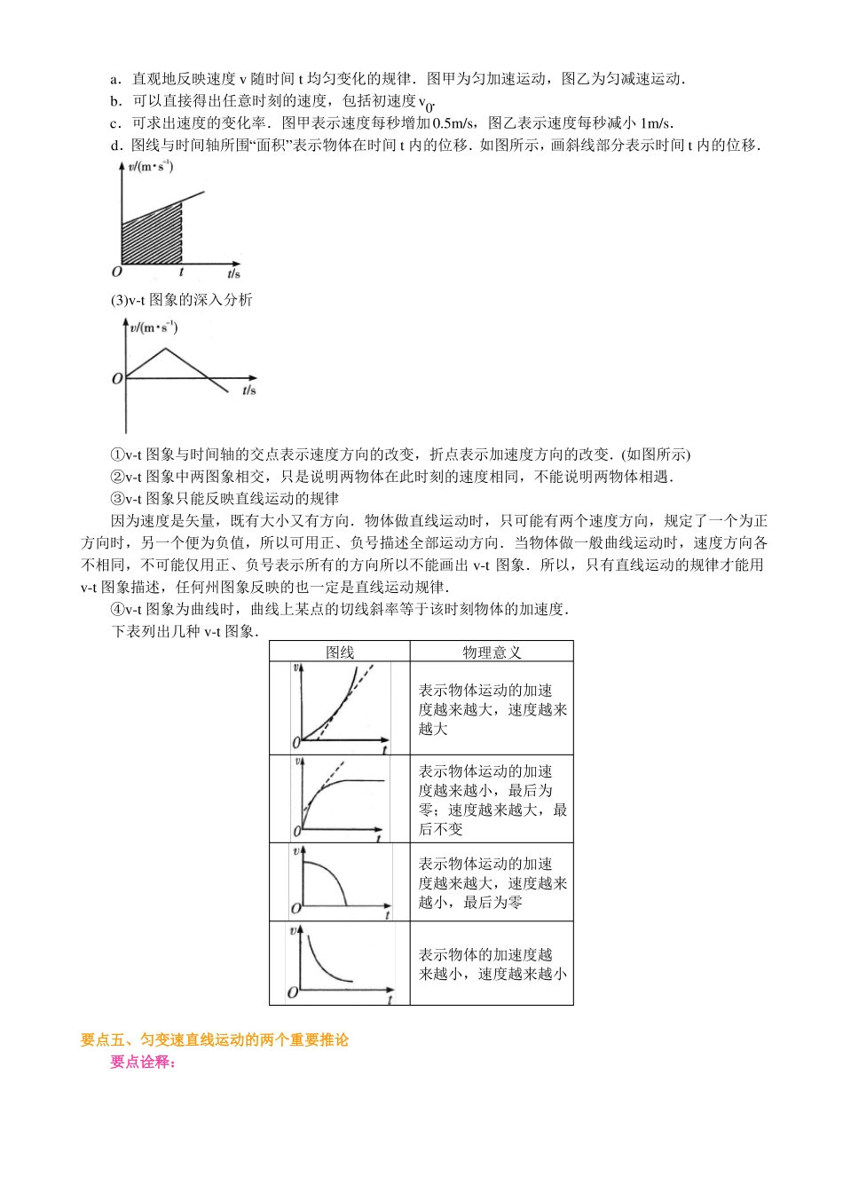 高中物理必修一匀变速直线运动的速度与时间的关系知识点总结_第3页