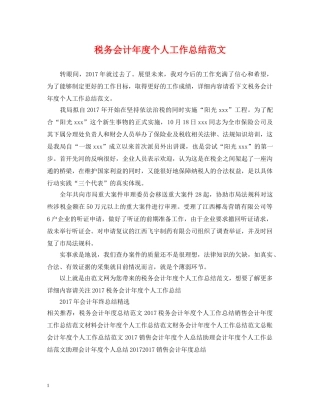 税务会计年度个人工作总结范文2 