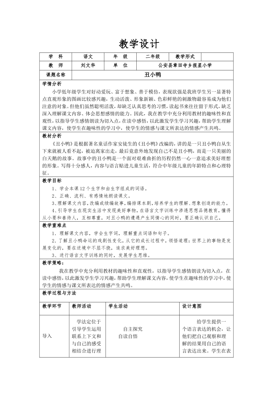 丑小鸭教学设计_第1页