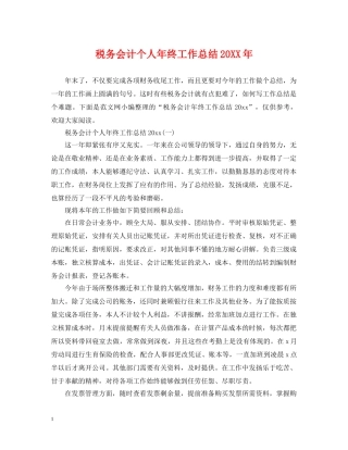 税务会计个人年终工作总结20XX年 