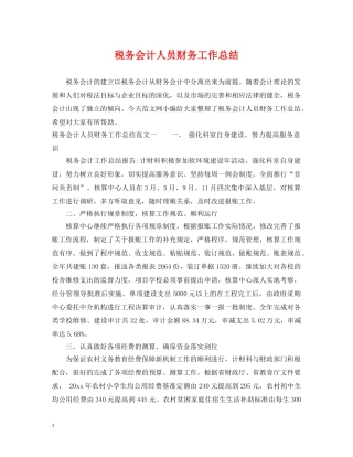 税务会计人员财务工作总结 