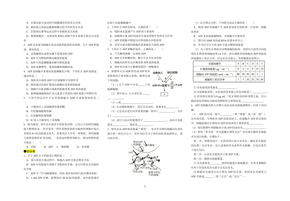 细胞内的能量通货——ATP（题）_第2页