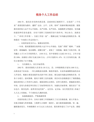 税务个人工作总结 