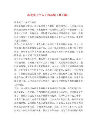 私企员工个人工作总结（共2篇） 