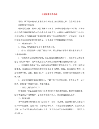 社团财务工作总结 
