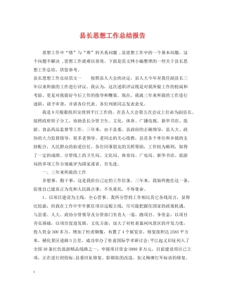 县长思想工作总结报告