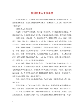 社团负责人工作总结 