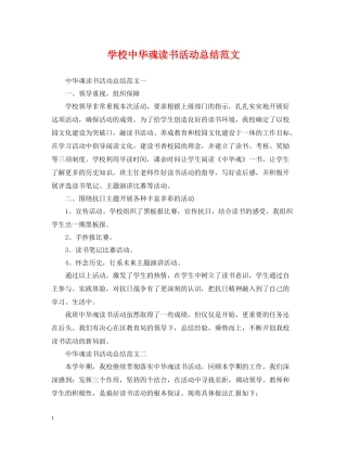 学校中华魂读书活动总结范文