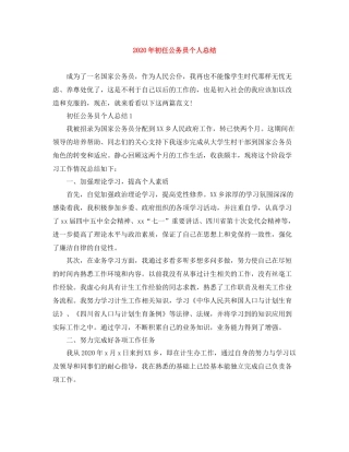2020年初任公务员个人总结