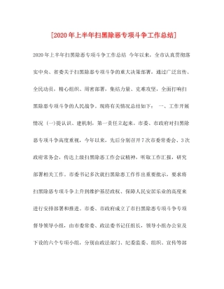 [年上半年扫黑除恶专项斗争工作总结]